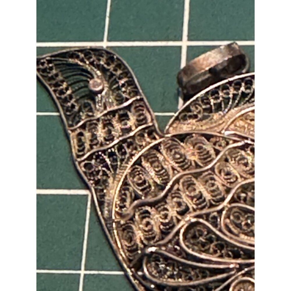 Vintage Gorham Sterling Silver Filigree Bird Pendant Unique Winged Design Ornate - Picture 2 of 8